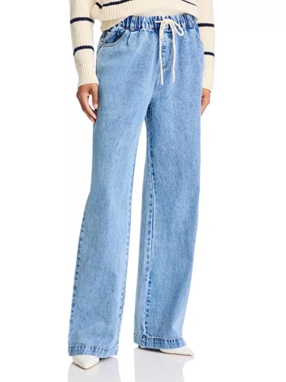 Steve Madden Light Wash Drawstring Waist Wide Leg Jeans - Women
